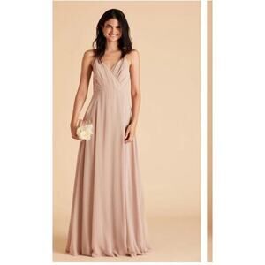 Birdy Grey Chiffon Kaia Maxi Dress In Taupe Size Small